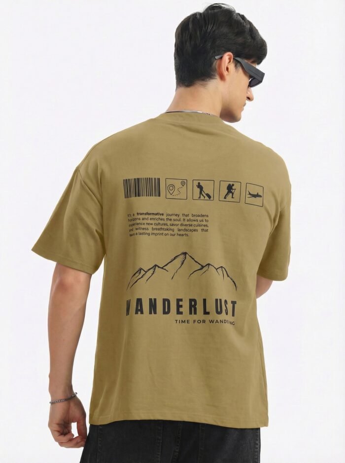 Back Printed Oversized Beige T shirt