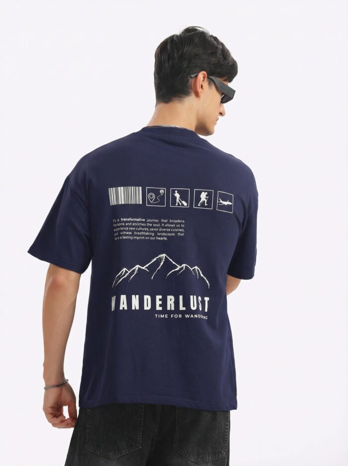 Back Printed Navy Blue Oversized T shirt